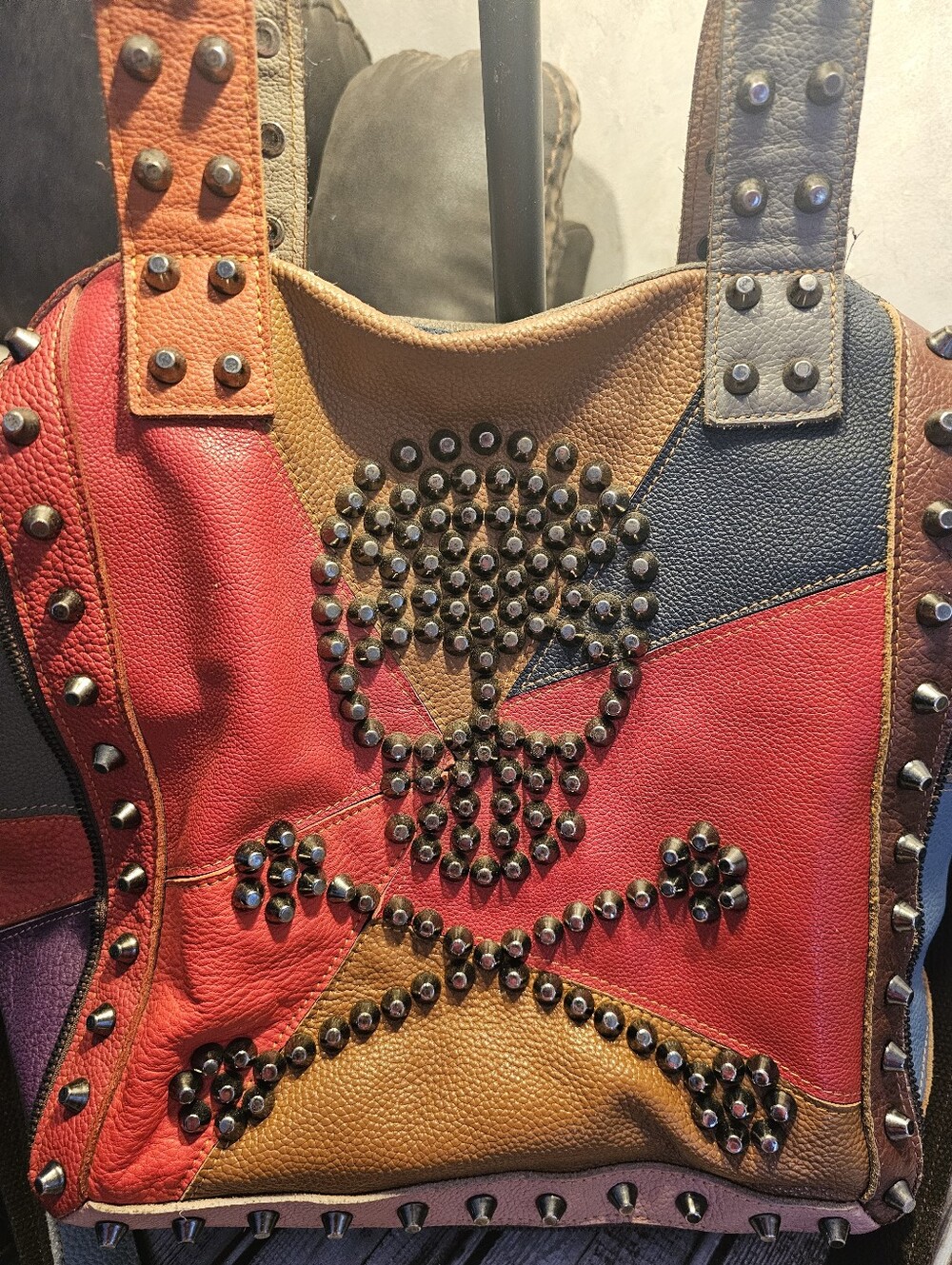 Amerileather Studded Skull Purse